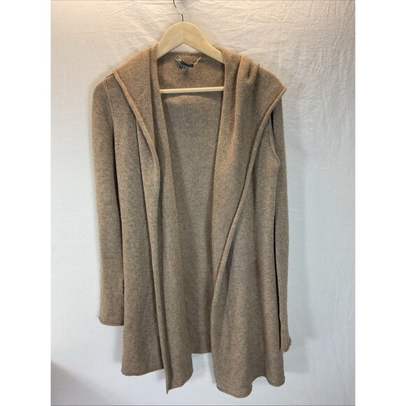 Vince Open-Front Cardigan Women's S Brown Yak Wool Blnd Minimalist Casual Hooded - Picture 1 of 9